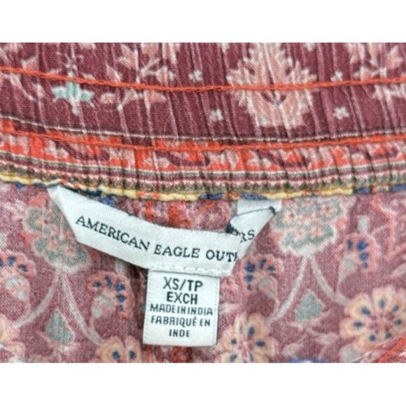 American Eagle AE Mixed Print Pull On Pants XS‎ Boho Festival Hippie Peasant - Picture 6 of 12